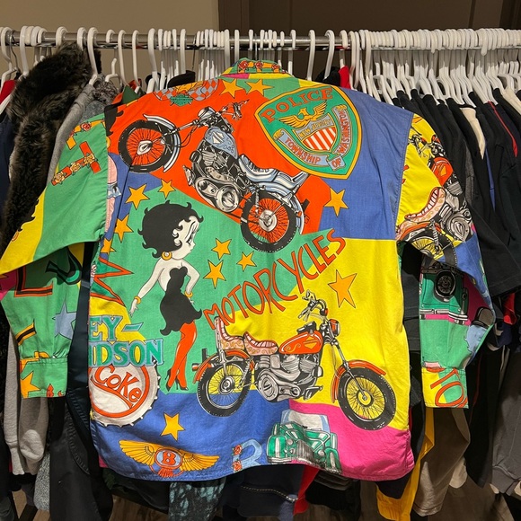 Versace Jeans Couture Betty Boop Harley Davidson Shirt Size XS (FITS MEDIUM) - Picture 2 of 15